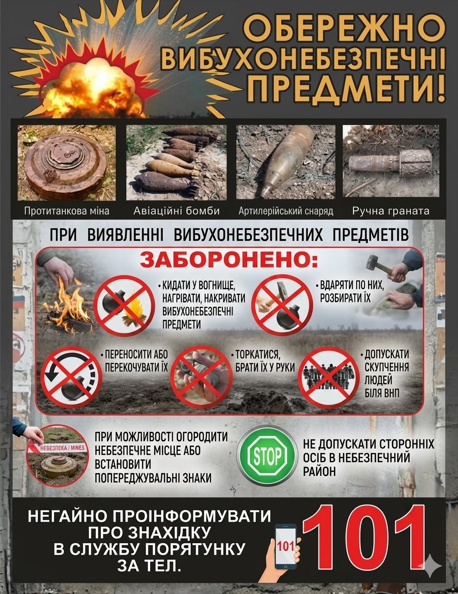 Правила поведінки під час виявлення невідомих та вибухонебезпечних предметів