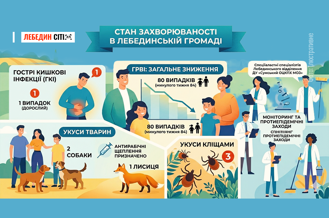 Епідемічна ситуація Лебединщини за тиждень(25.05-31.05.2026)