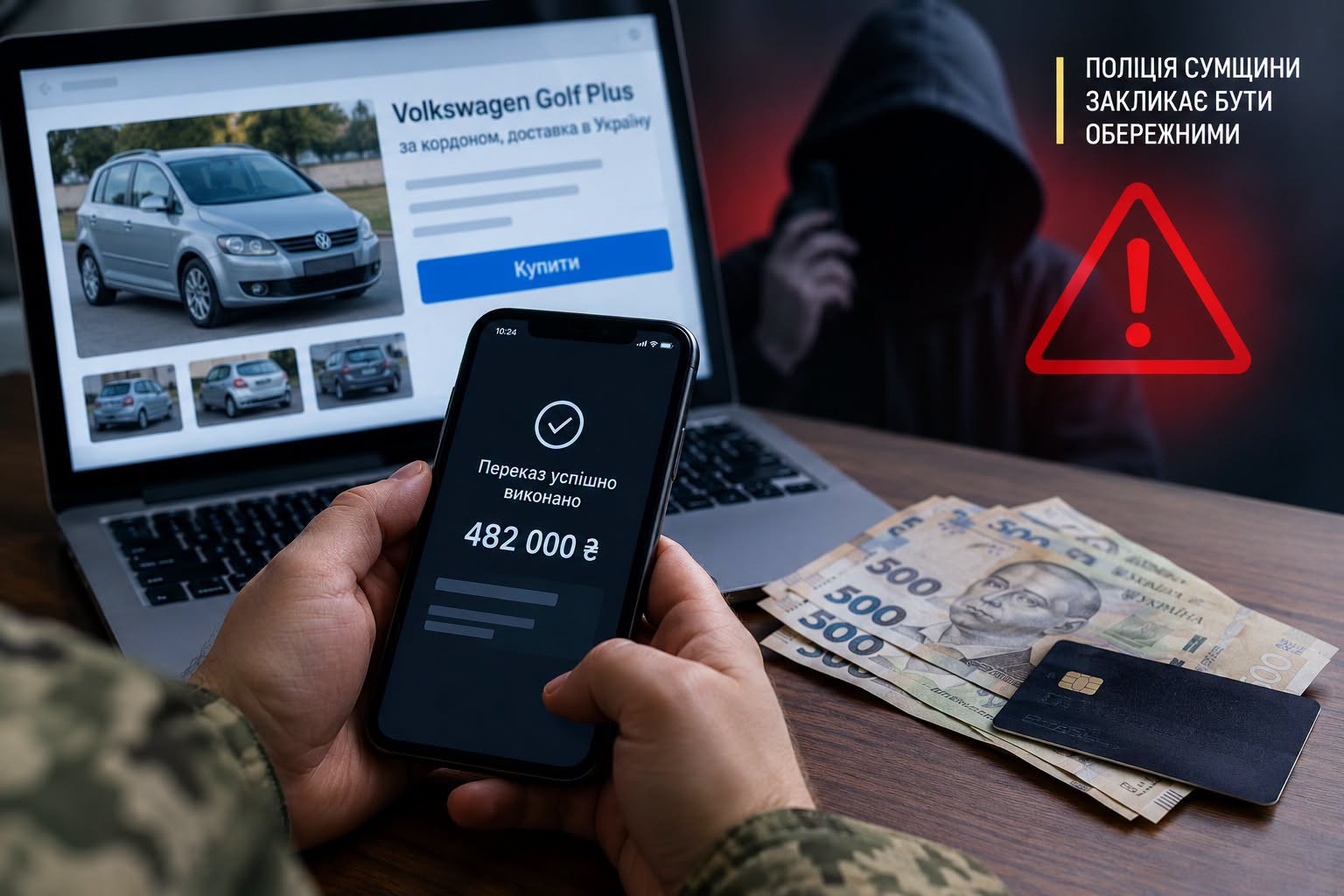 На Сумщині військовослужбовець втратив 482 тисячі гривень під час купівлі автомобіля онлайн